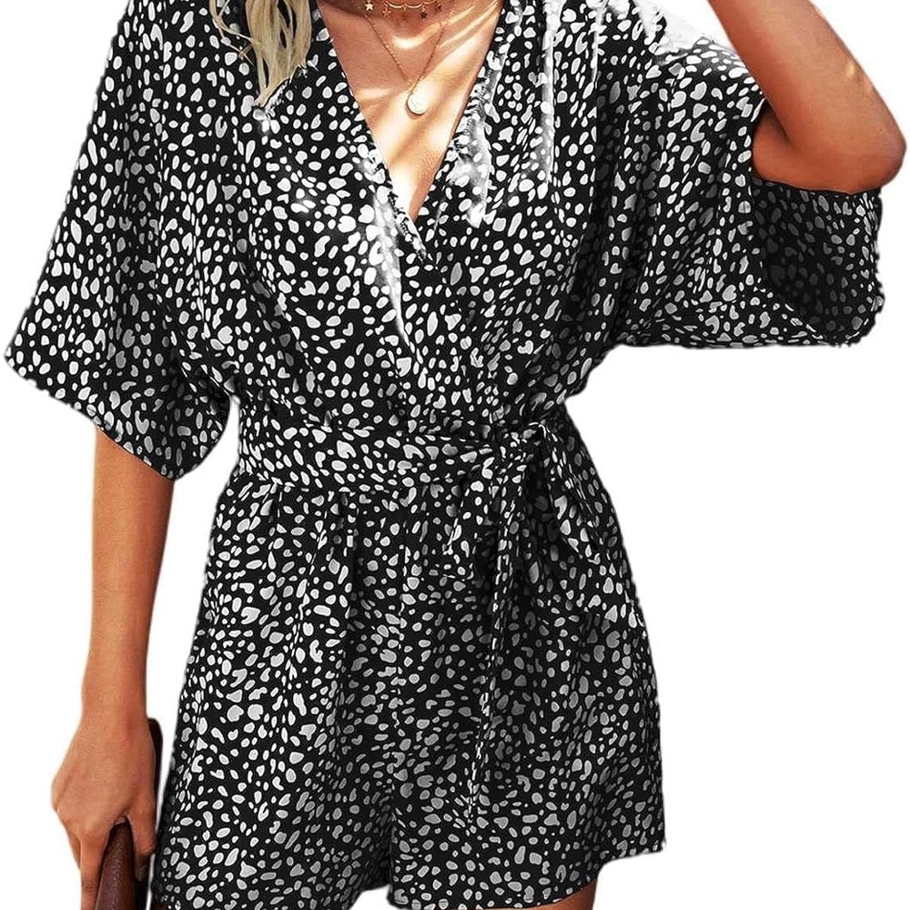Black and White Polka Dot Romper